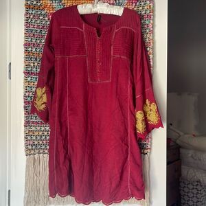 Beautiful Boho embroidery and pleated tunic or dress